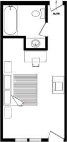 floorplan for king bedroom unit at the New Horizon Motel 