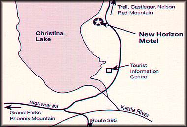Find your way to the New Horizon Motel Christina Lake